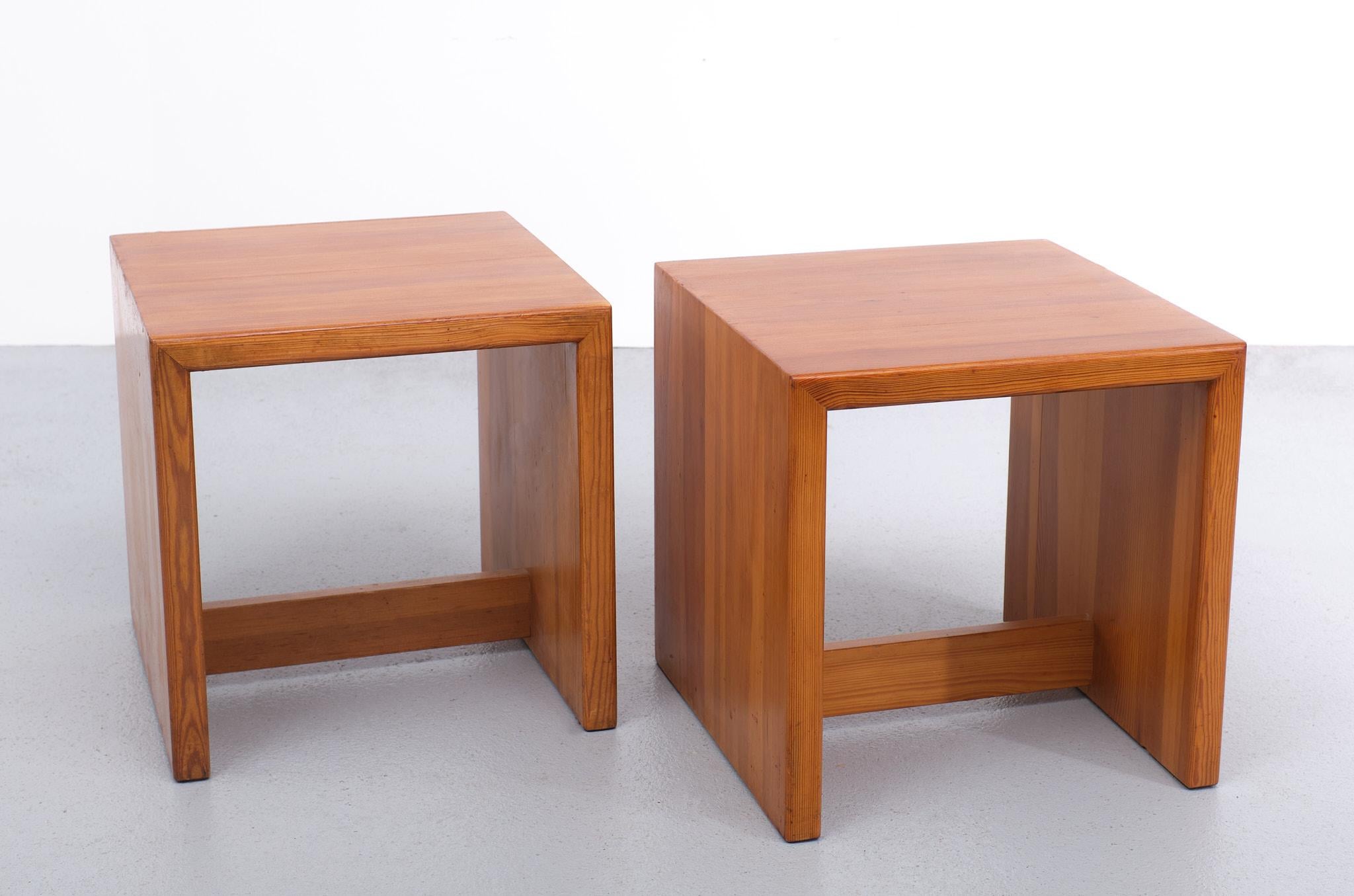 Pine Wood Side Tables or Nightstands, 1960s In Good Condition In Den Haag, NL