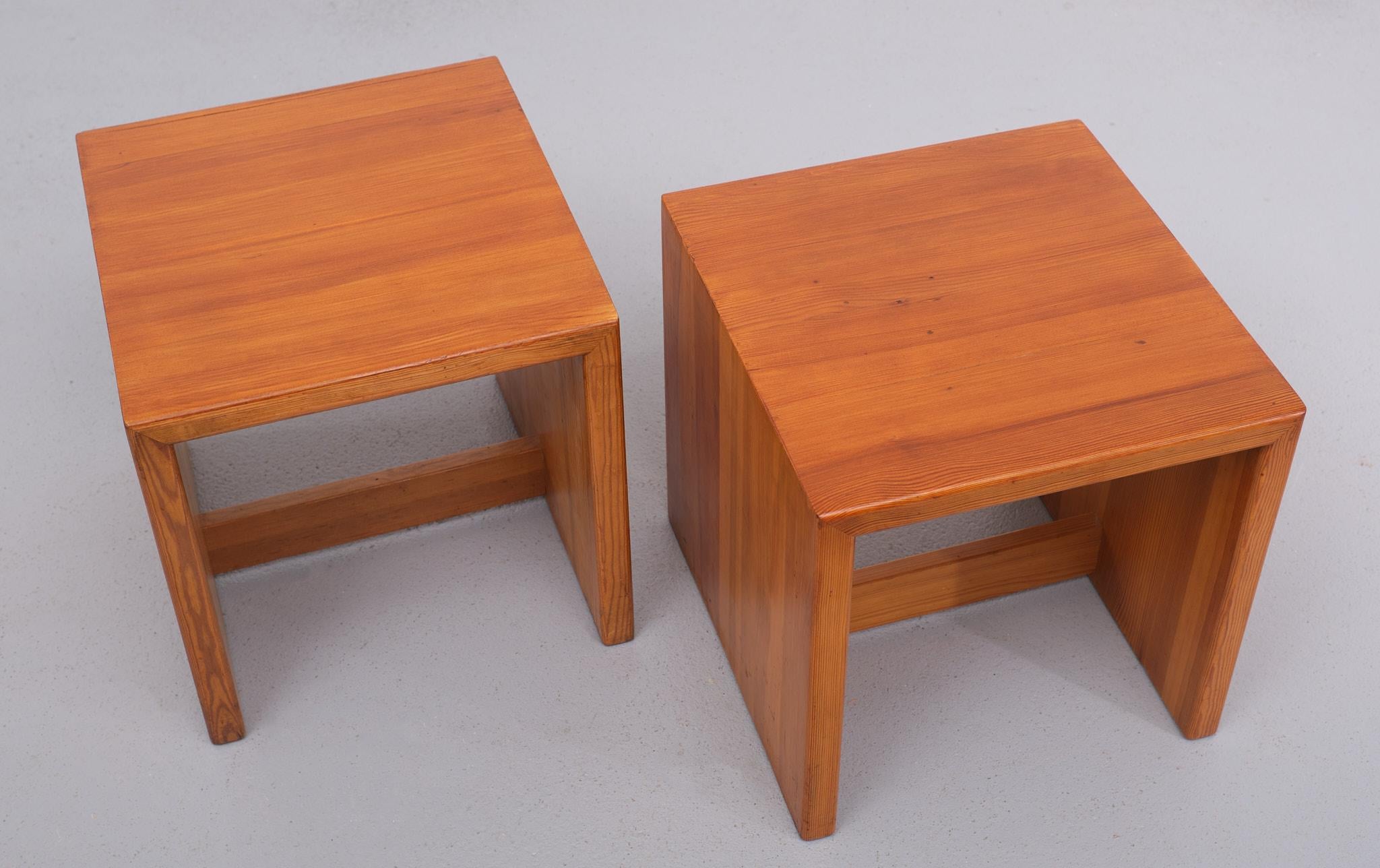 Mid-20th Century Pine Wood Side Tables or Nightstands, 1960s