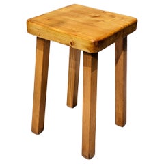 Pine Wood Stool by Charlotte Perriand for Les Arcs, 1800