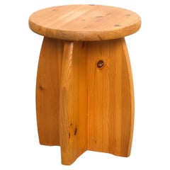 Pine Wood Stool, Sweden, 1970s