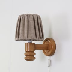 Pine Wood Wall Lamp by Solbackens Svarveri, Sweden, 1970s