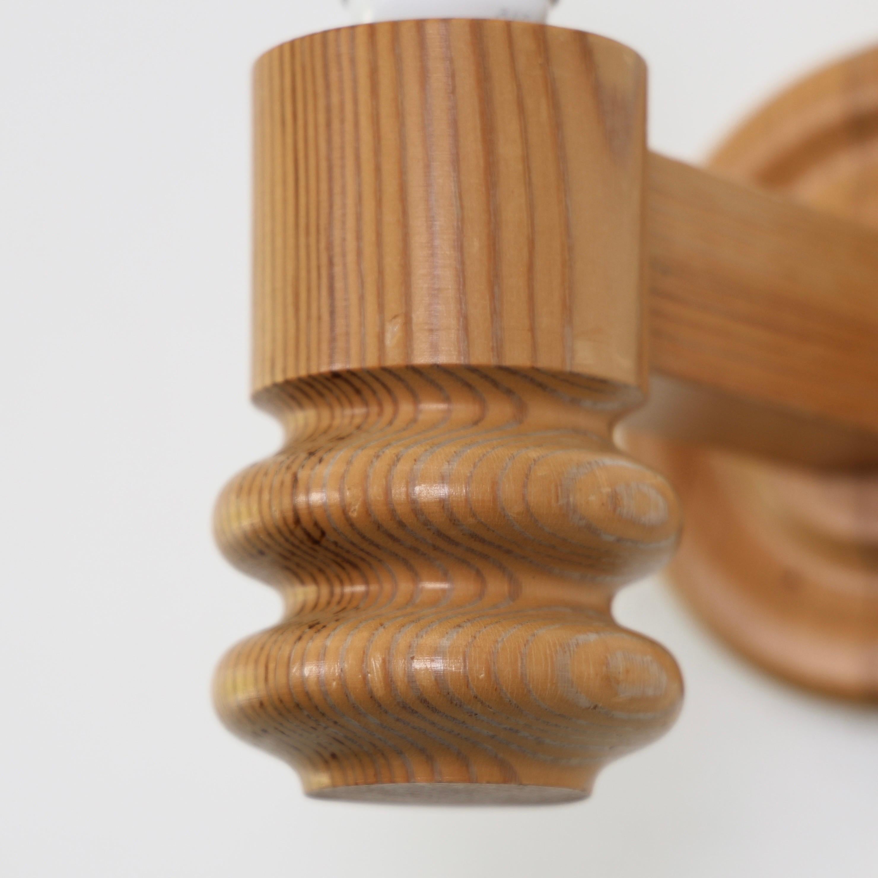 Lampada da parete in Wood Wood di Solbackens Svarveri, Svezia, anni '70 in vendita 3