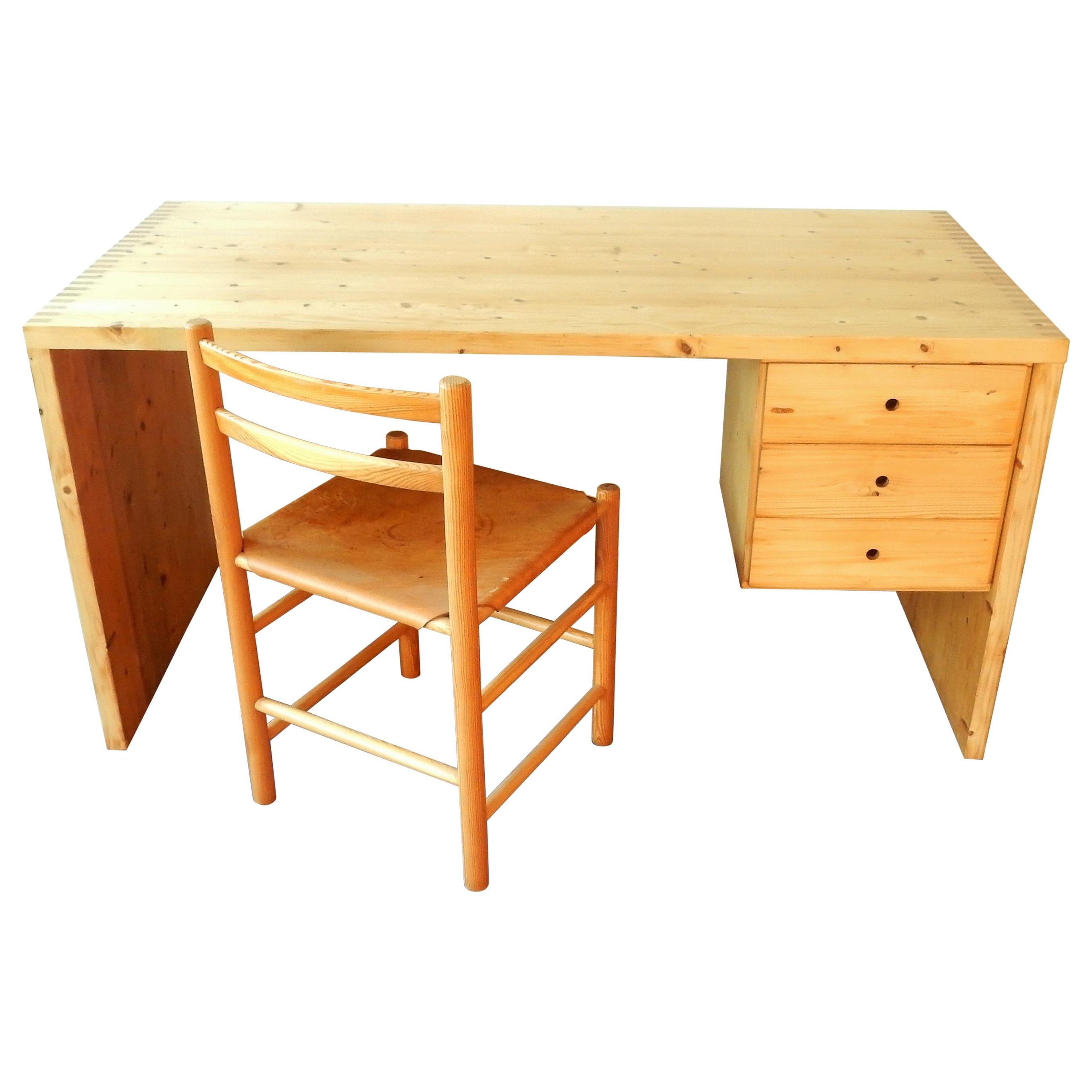 Pine Wood Writing Desk Set by Ate Van Apeldoorn for Houtwerk Hattem