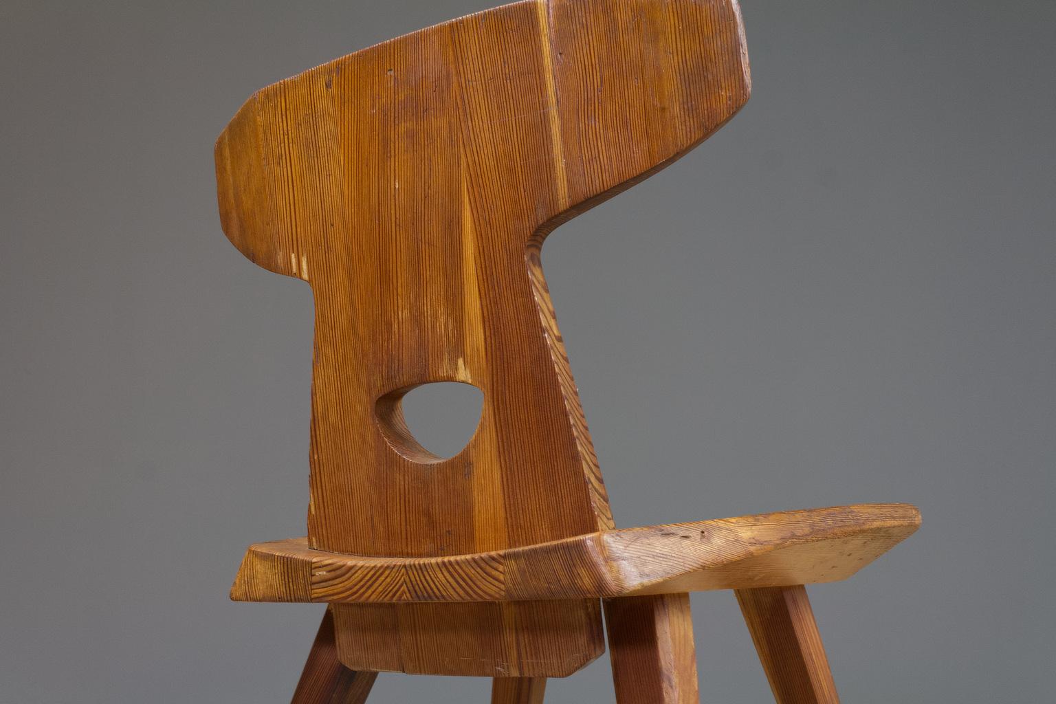 Pine Wooden Chair by Jacob Kielland Brandt 1960 Scandinavian Modern In Good Condition In Beek en Donk, NL