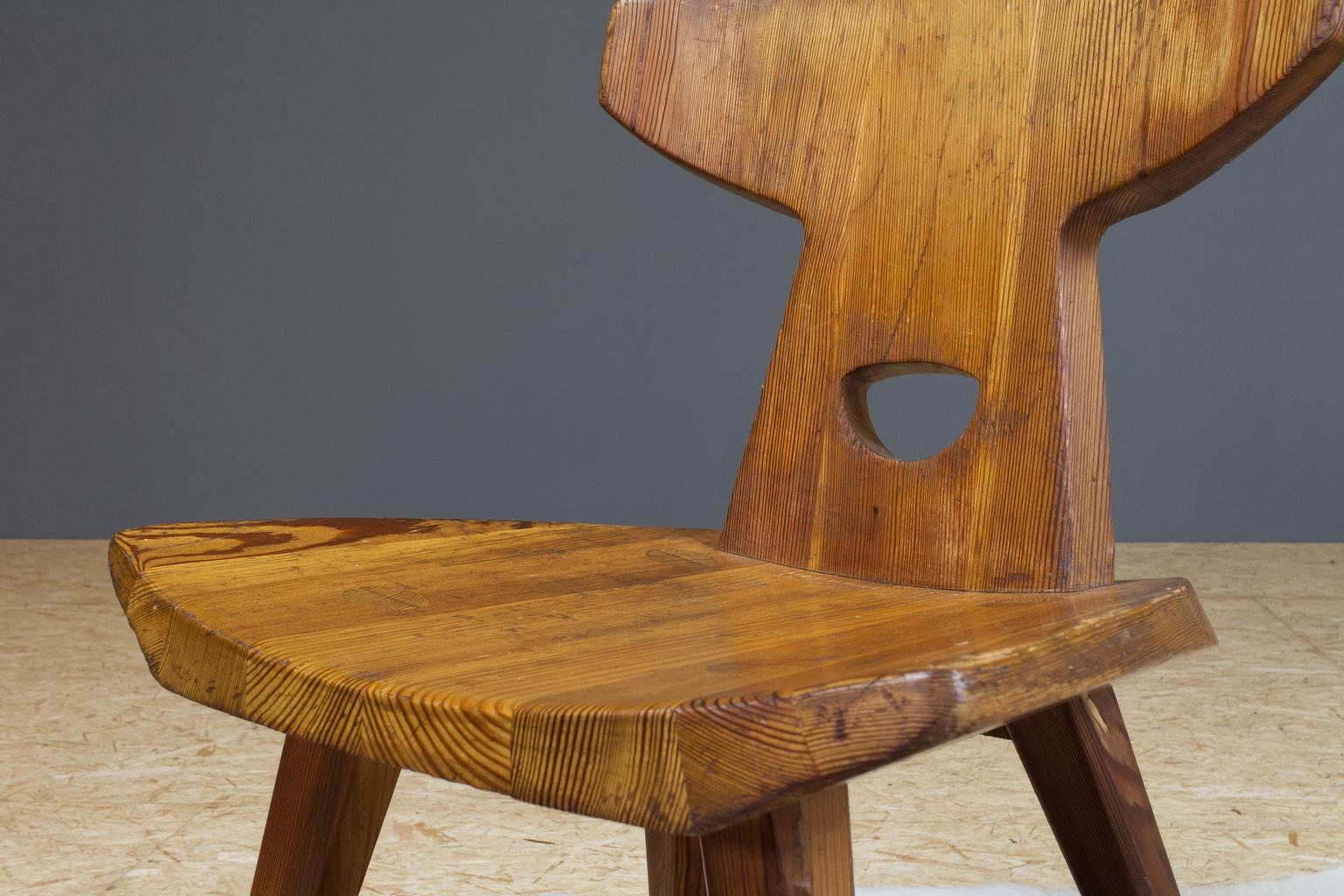 Pine Wooden Chair by Jacob Kielland Brandt 1960 Scandinavian Modern 1