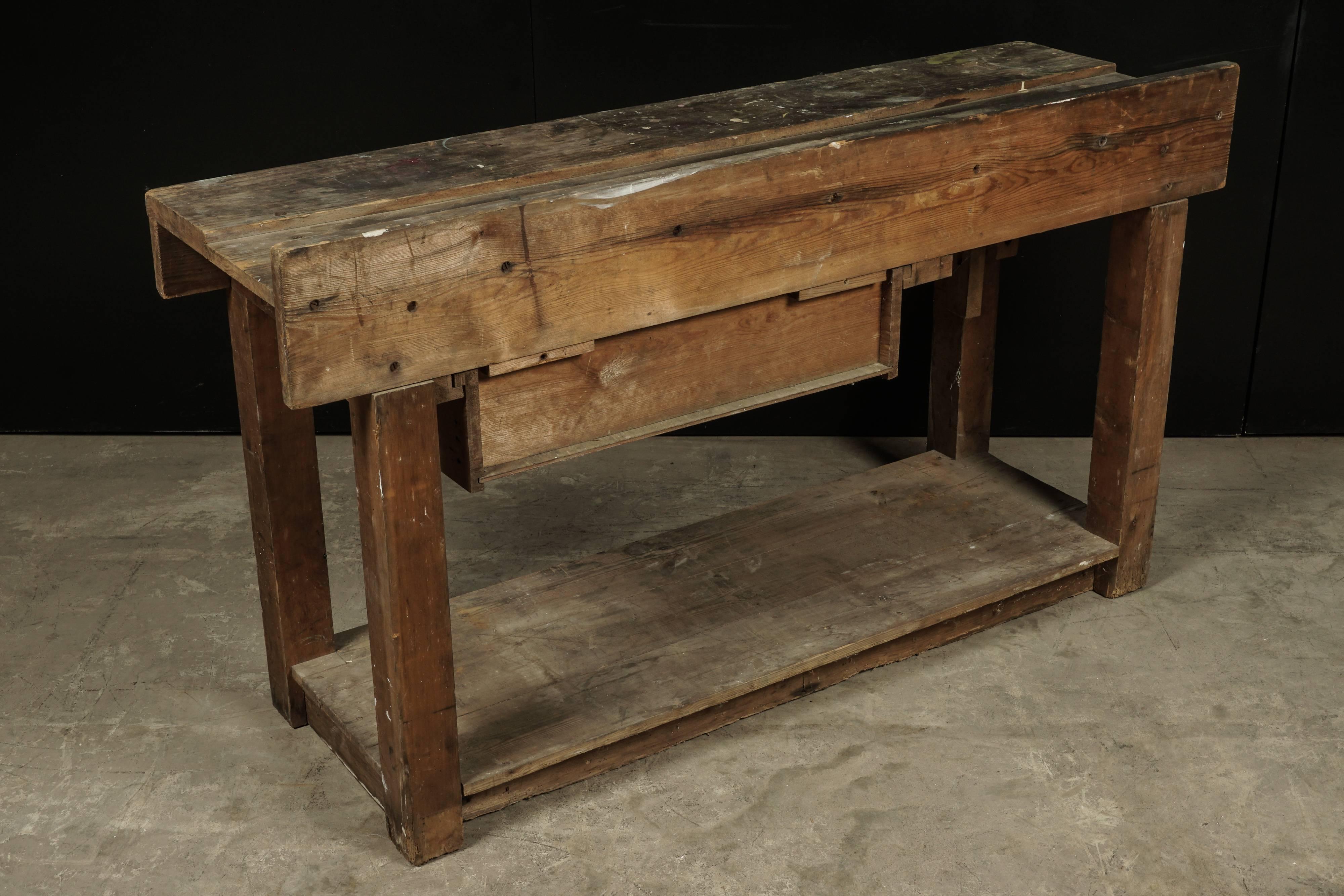 Mid-20th Century Pine Work Console from France, circa 1930