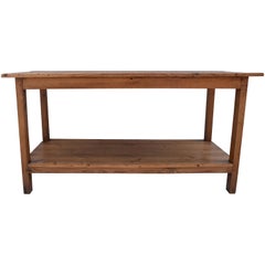 Pine Work Table with Full Bottom Shelf
