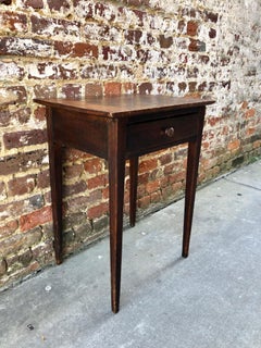Pine Work Table with Tapered Leg and Checkerboard Painted Top