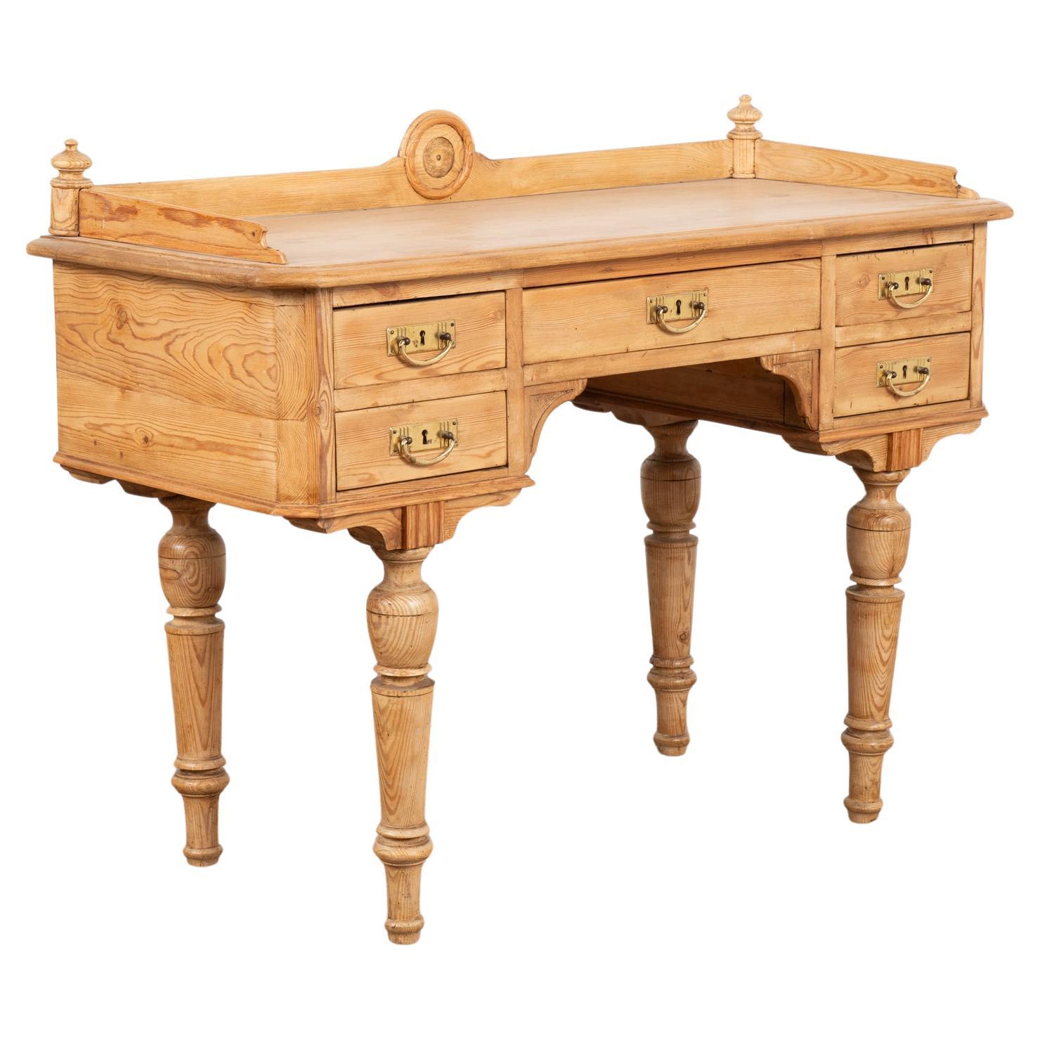 Pine Writing Desk with Five Drawers, Denmark circa 1890
