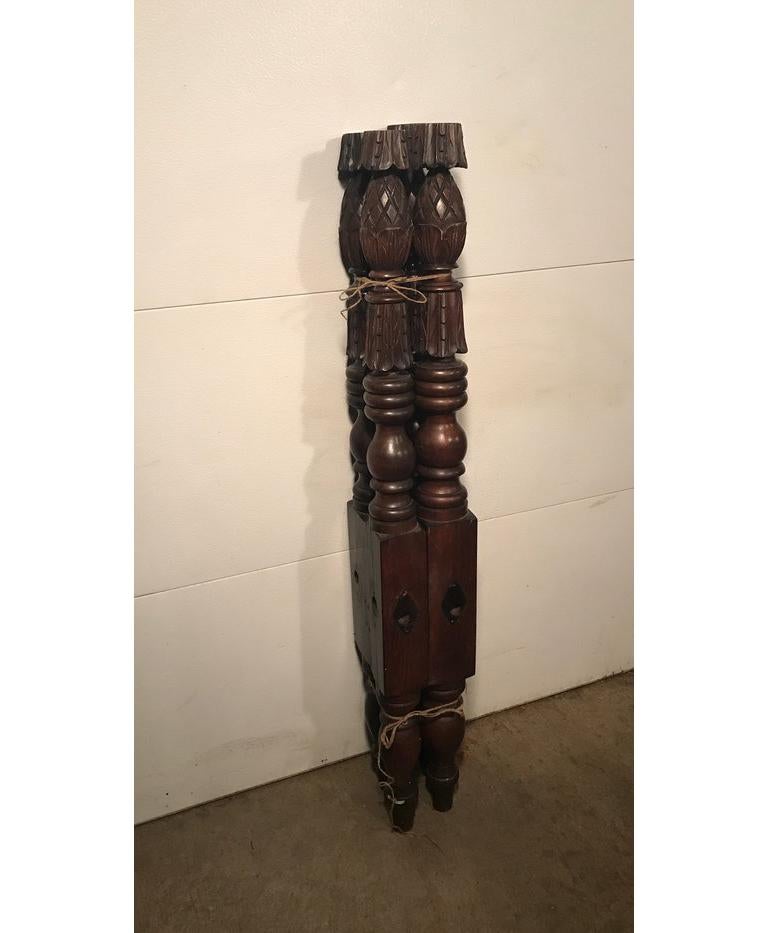 Birch Pineapple and Carved Low Post Bed, circa 1820, Refitted to Standard Queen For Sale