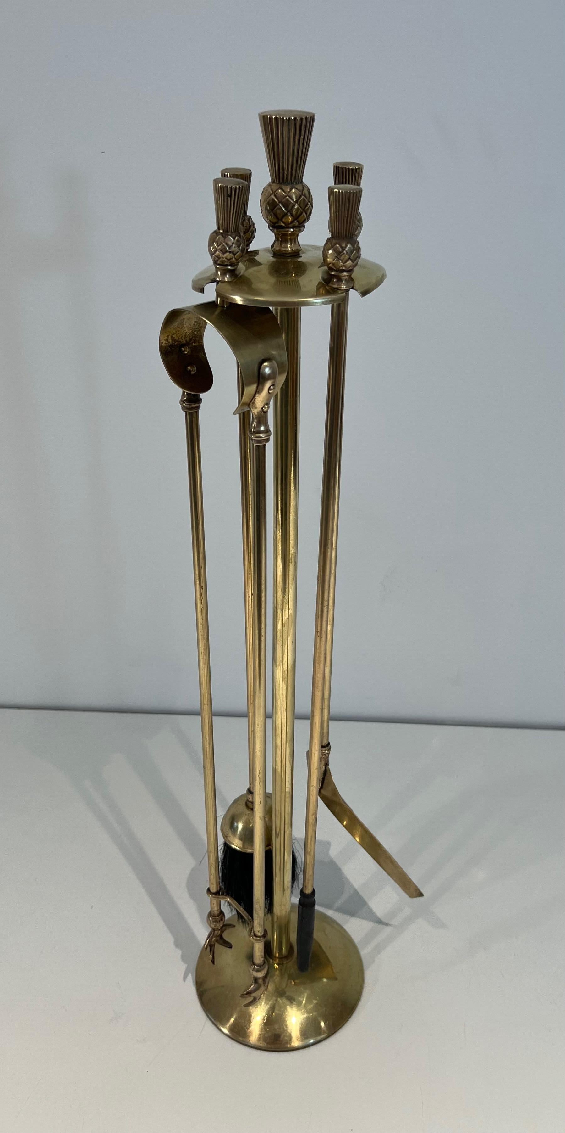 Pineapple Brass Fireplace Tools For Sale 5