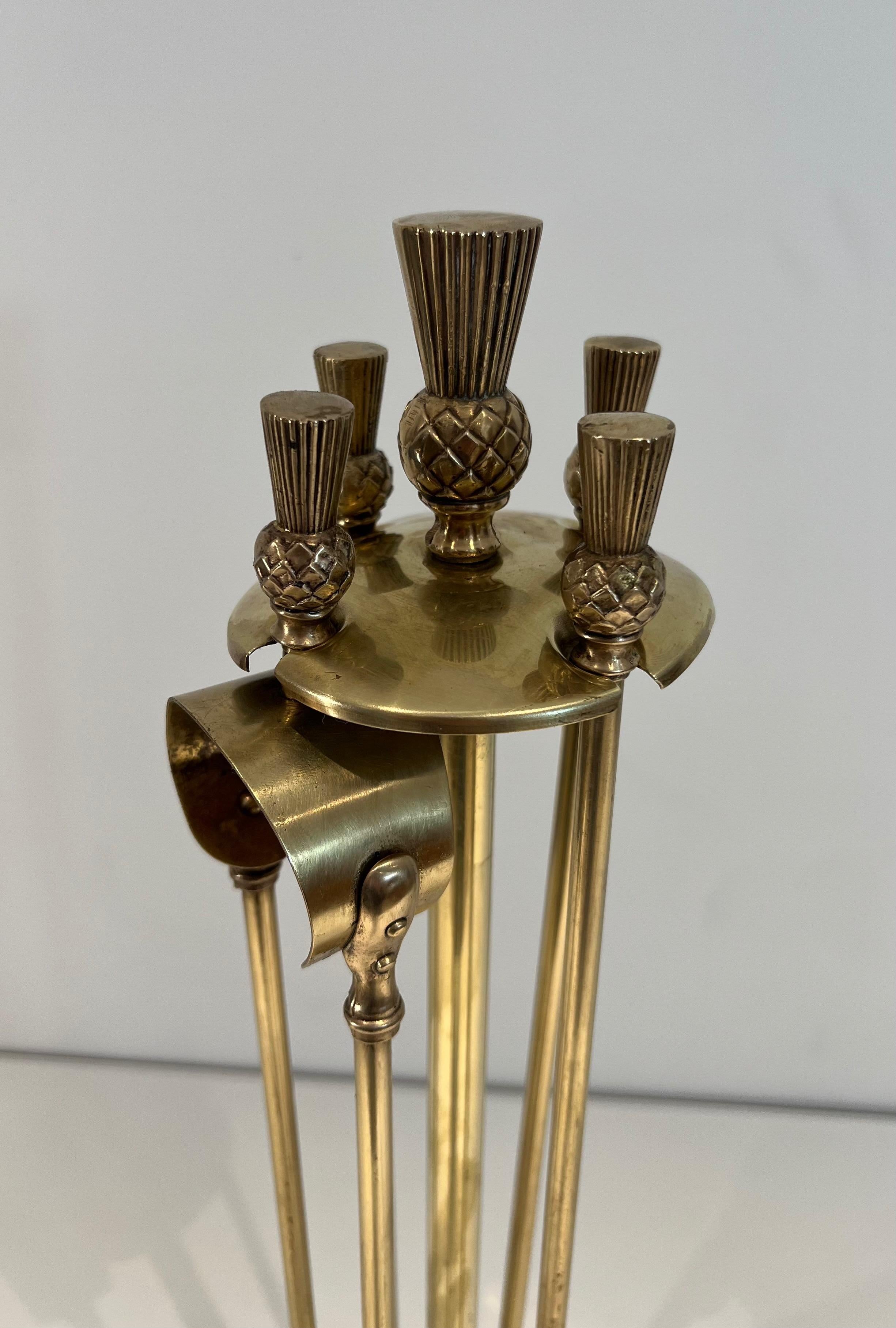 Pineapple Brass Fireplace Tools For Sale 6