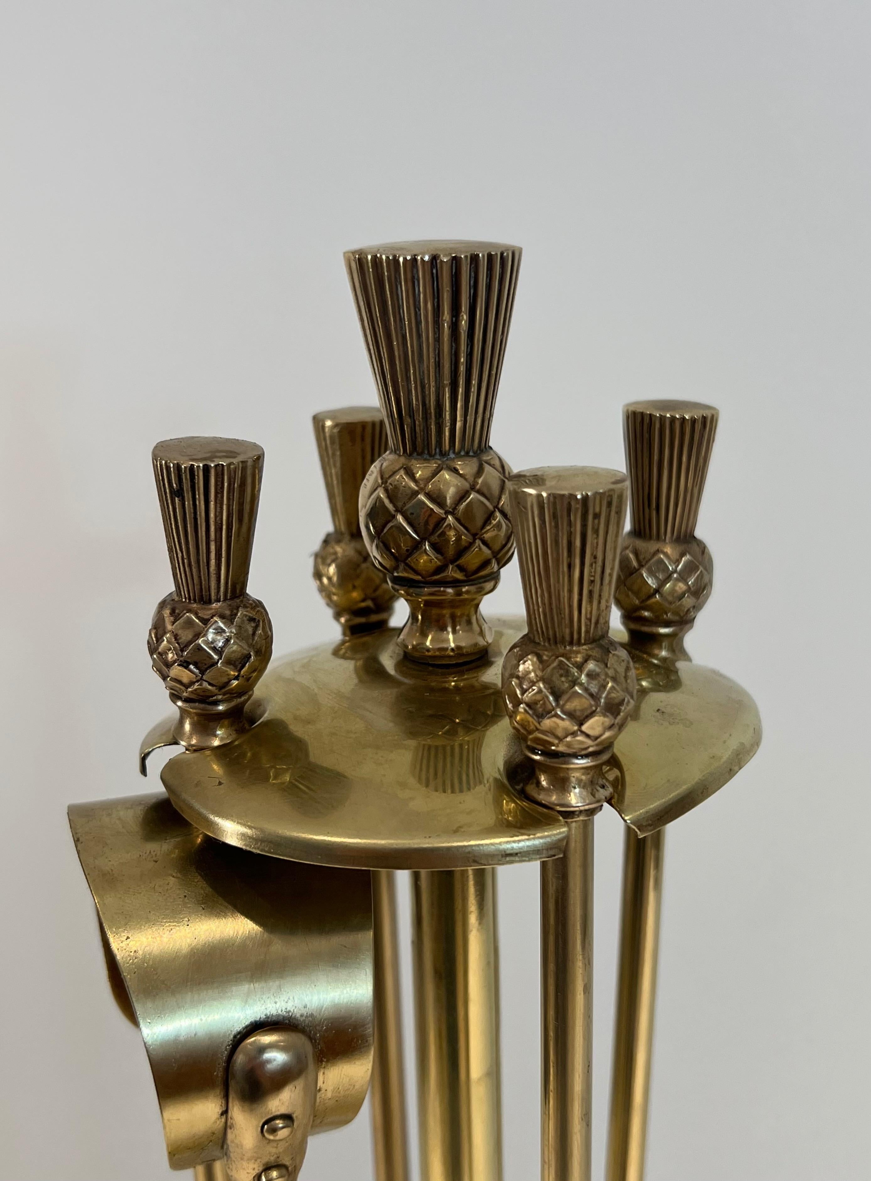 Pineapple Brass Fireplace Tools For Sale 7