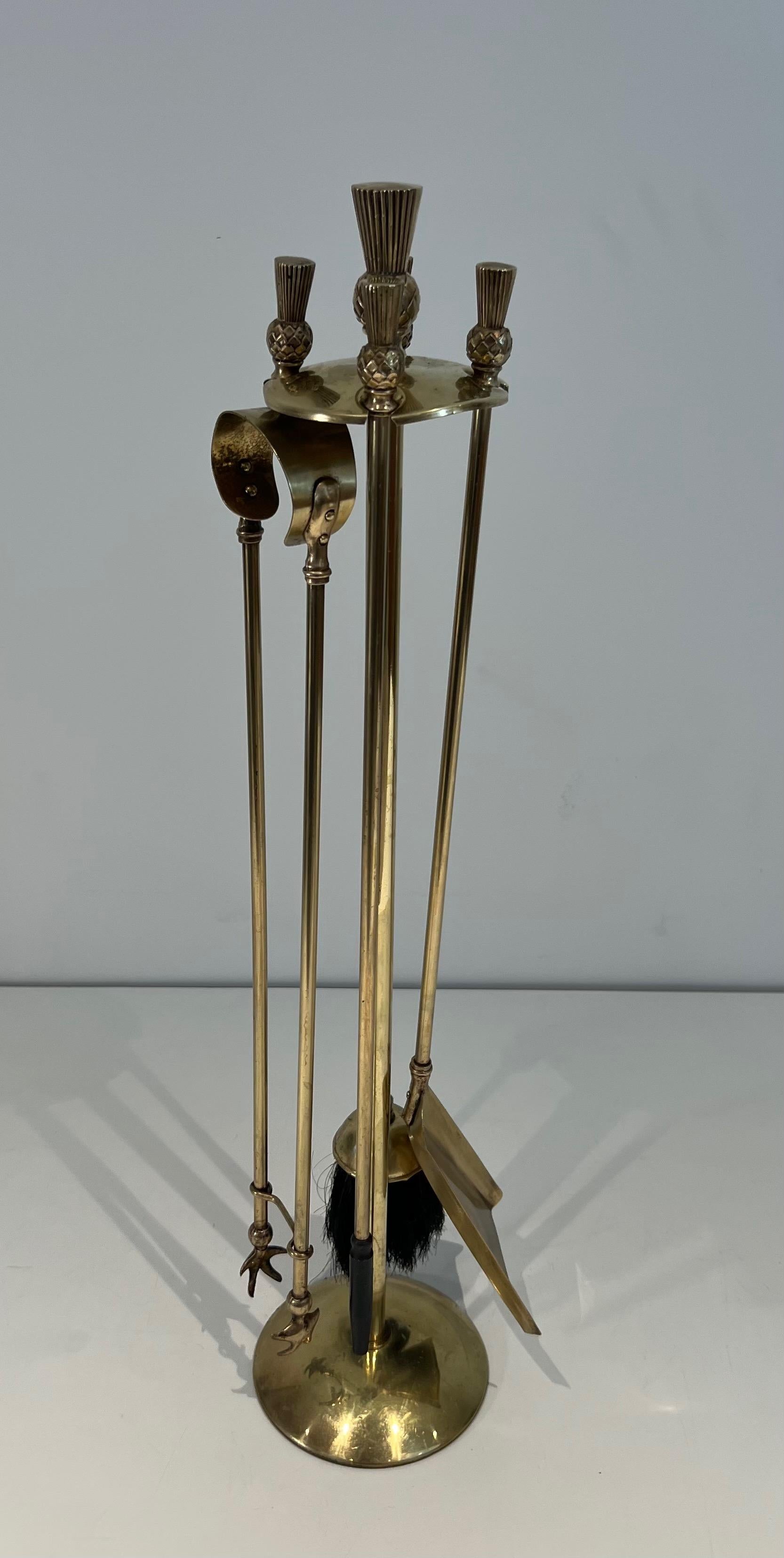 Pineapple Brass Fireplace Tools For Sale 11