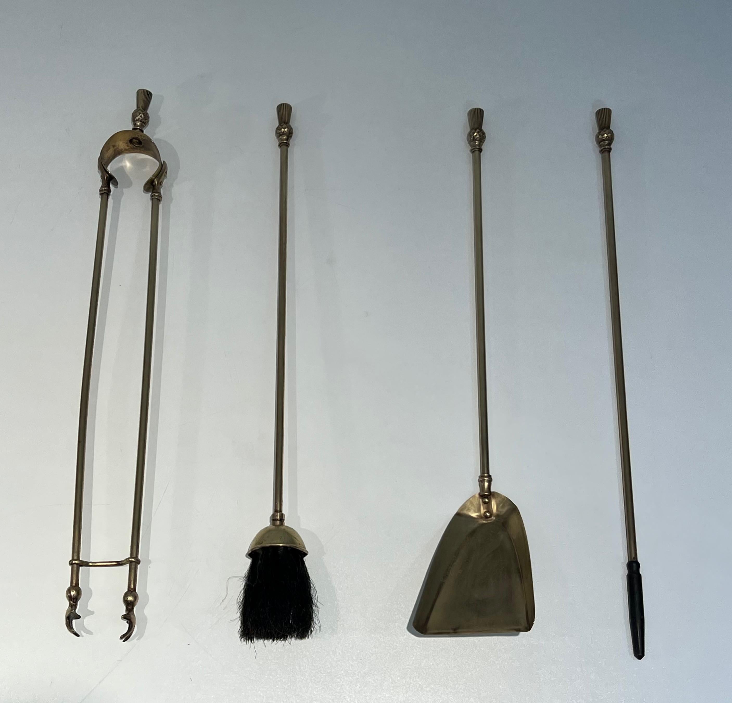 Pineapple Brass Fireplace Tools For Sale 1