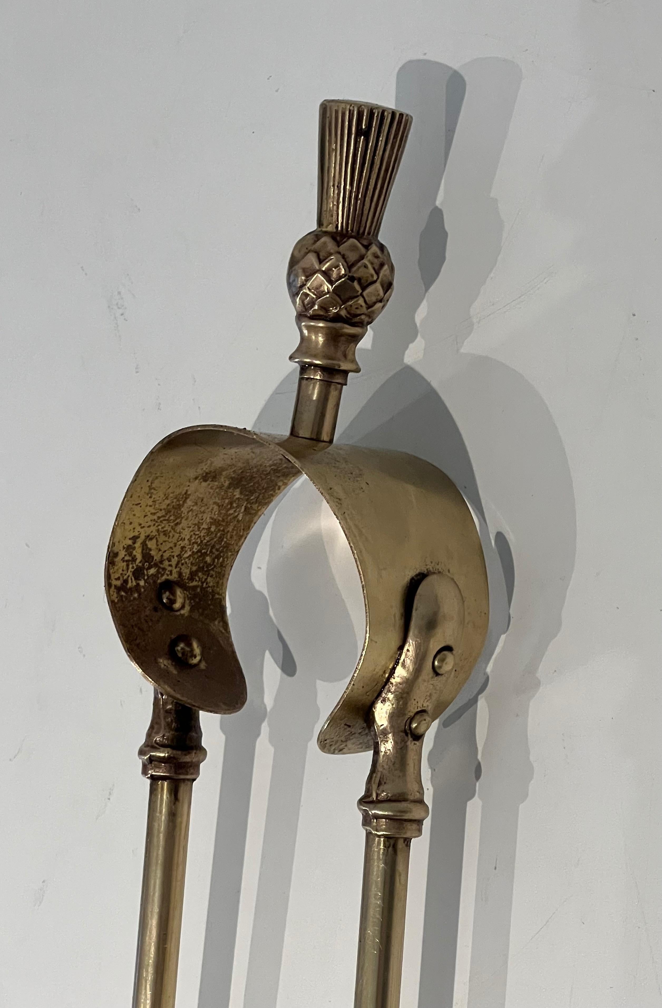 Pineapple Brass Fireplace Tools For Sale 2