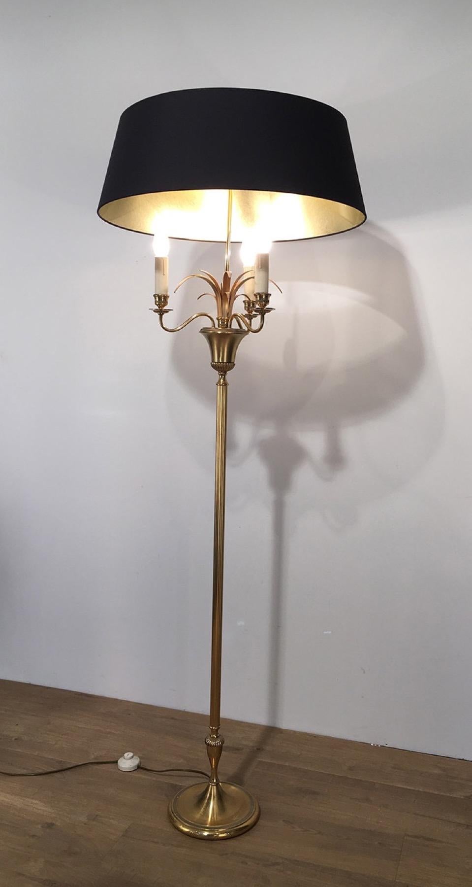 Pineapple Brass Floor Lamp in the Style of Maison Charles, Circa 1970 In Good Condition For Sale In Marcq-en-Barœul, Hauts-de-France