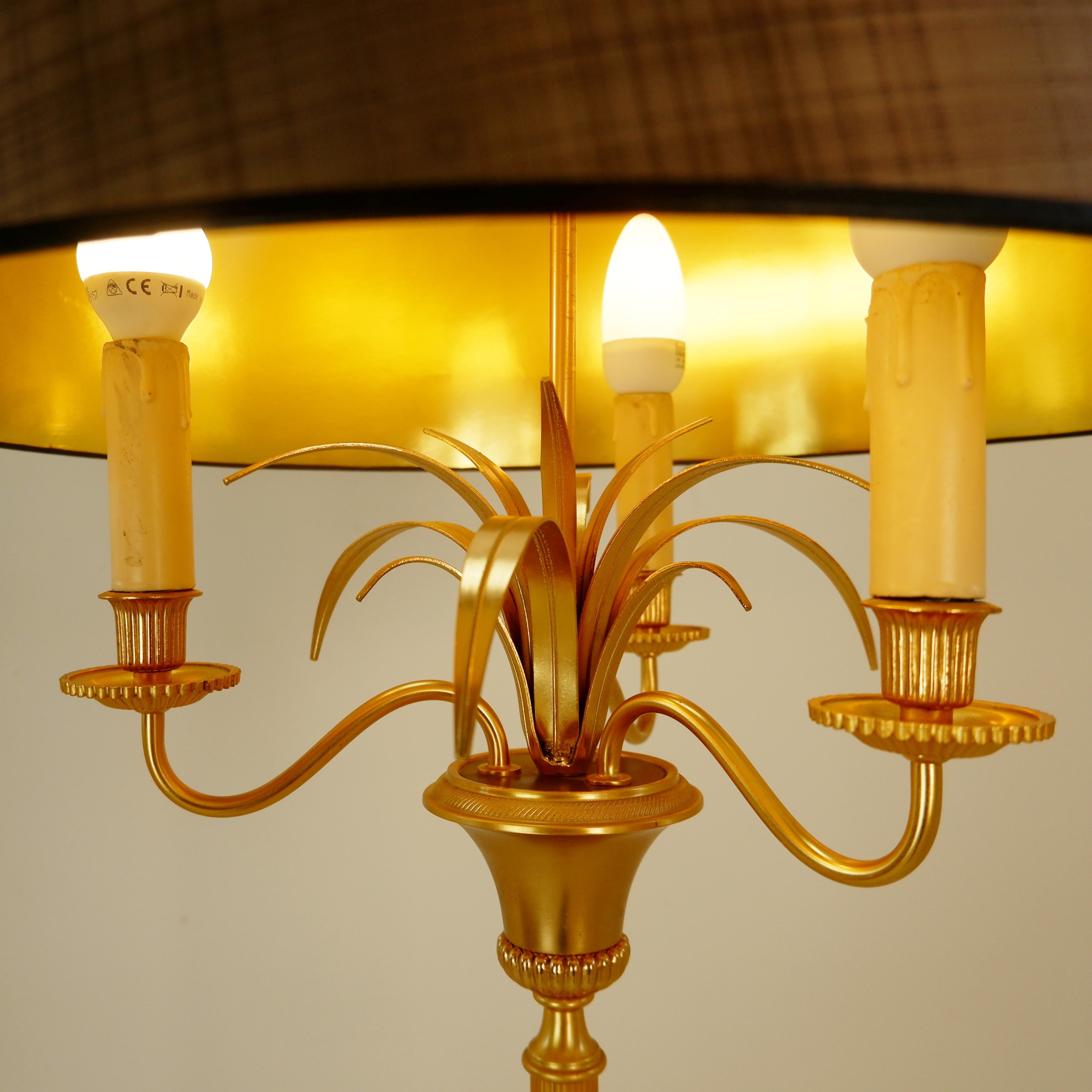 20th Century Pineapple Brass Floor Lamp in the Style of Maison Charles, Circa 1970 For Sale