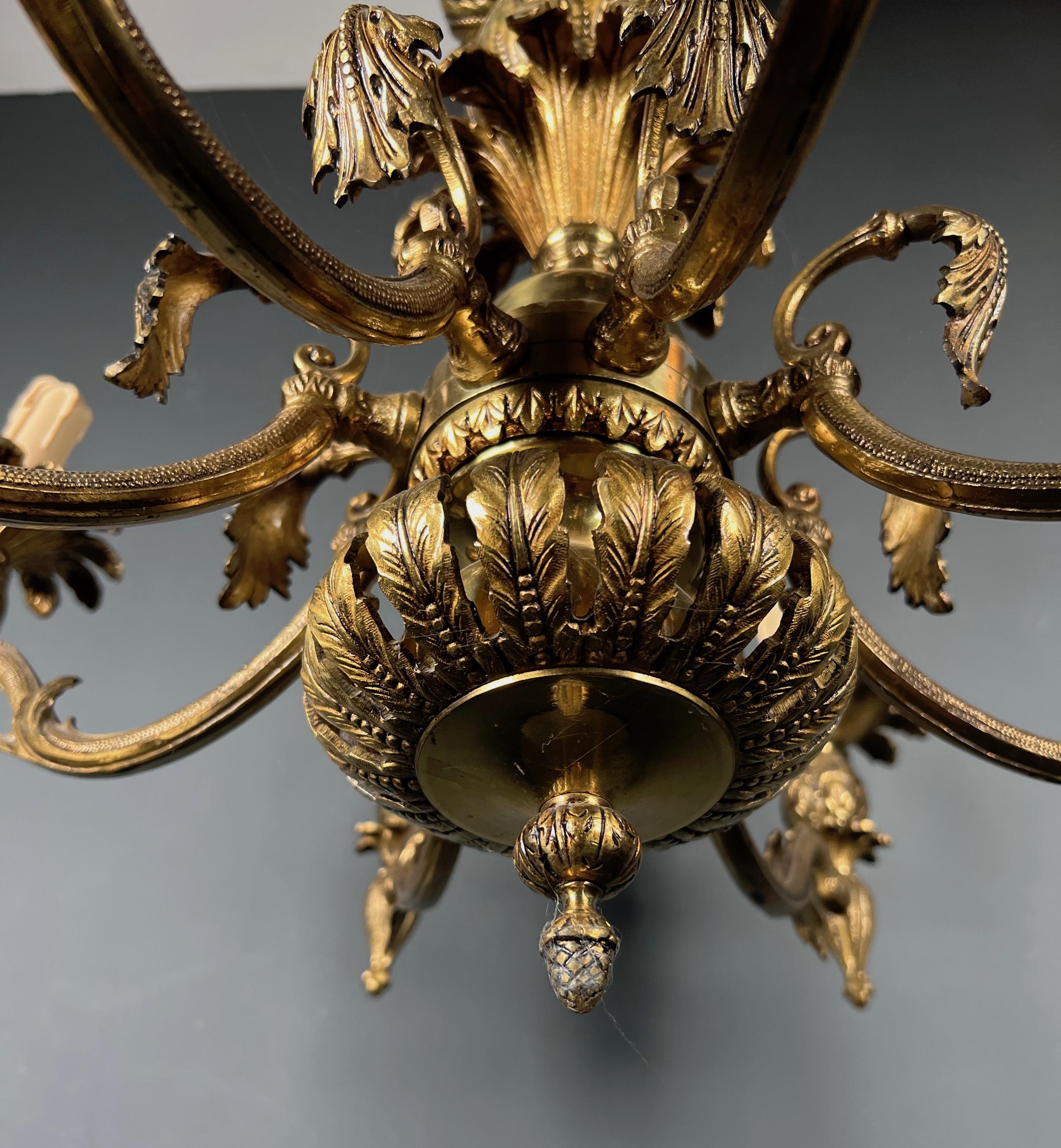Pineapple Bronze Chandelier with 8 Arms in the Style of Maison Charles For Sale 5