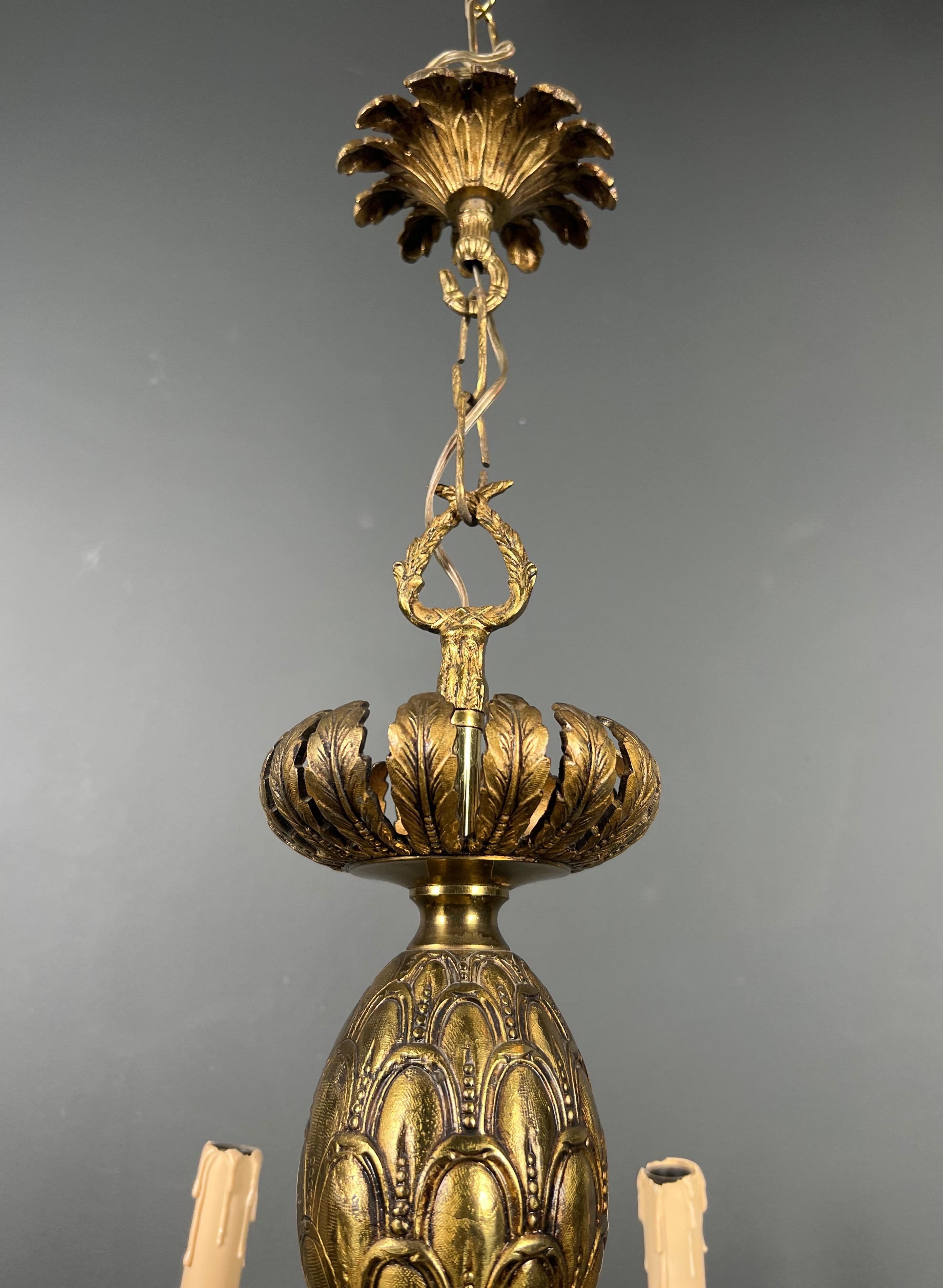 Pineapple Bronze Chandelier with 8 Arms in the Style of Maison Charles For Sale 9