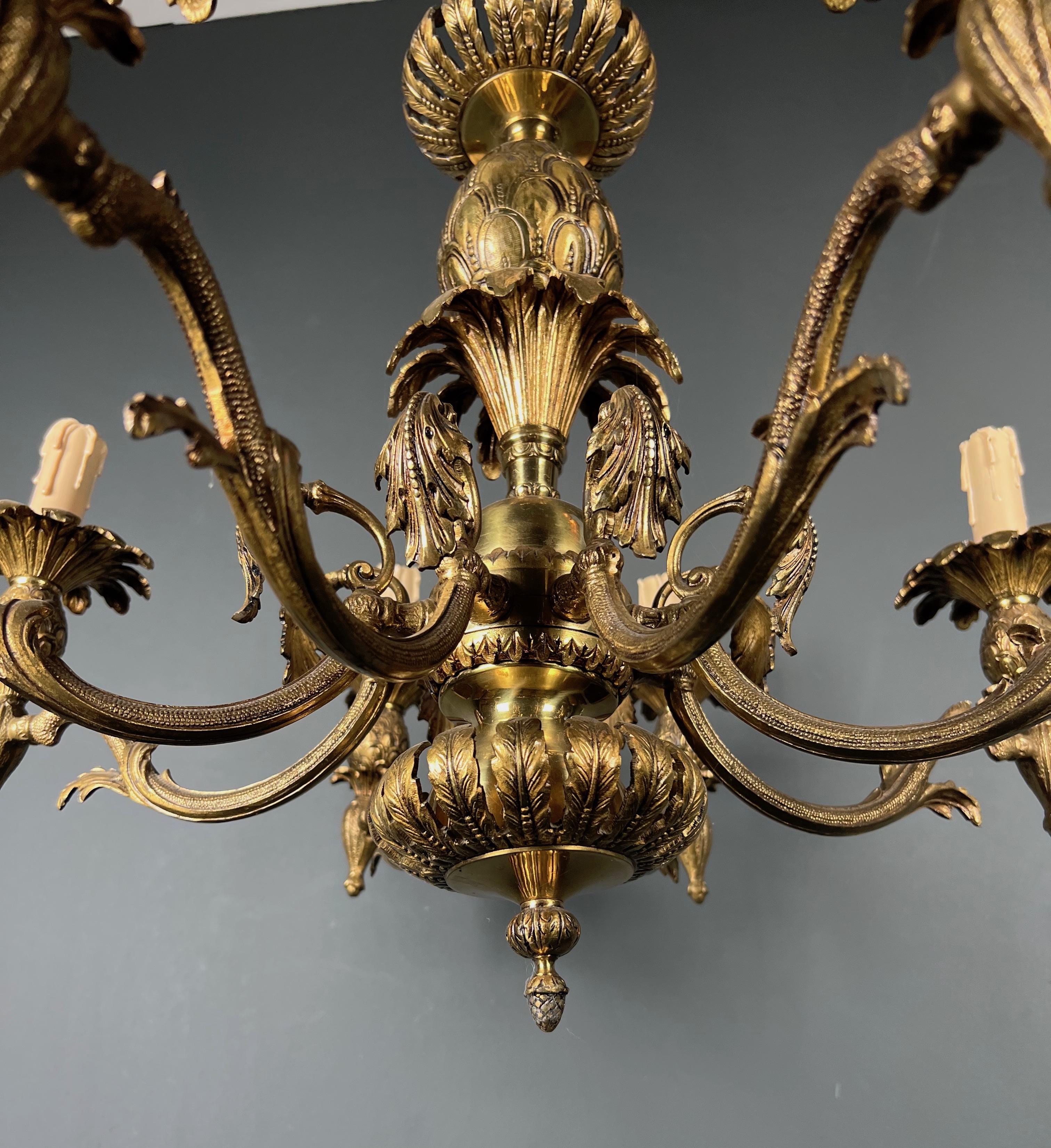 Pineapple Bronze Chandelier with 8 Arms in the Style of Maison Charles For Sale 3