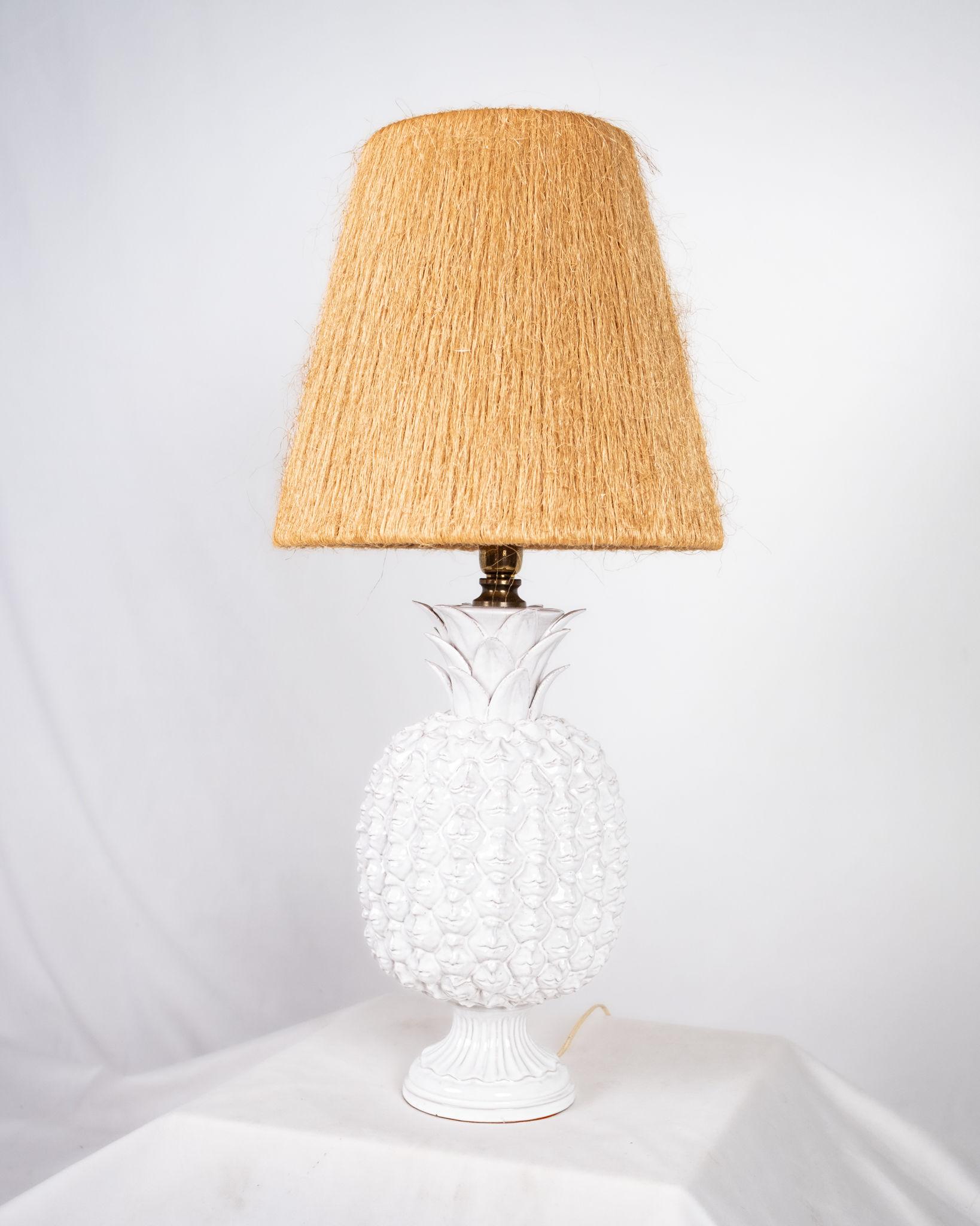 Pineapple Ceramic Table Lamp by Lucilla, Enameled Finish, Italy, 1980s For Sale