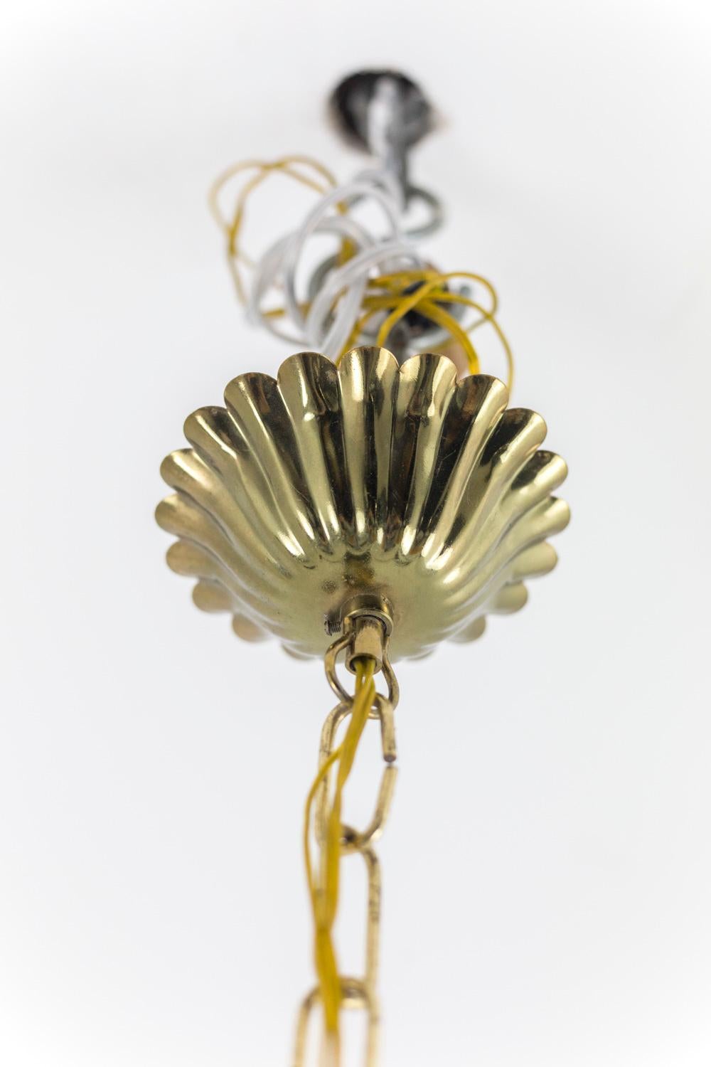 Pineapple Chandelier in Lacquered Wood and Gilt Brass, 1950s 8