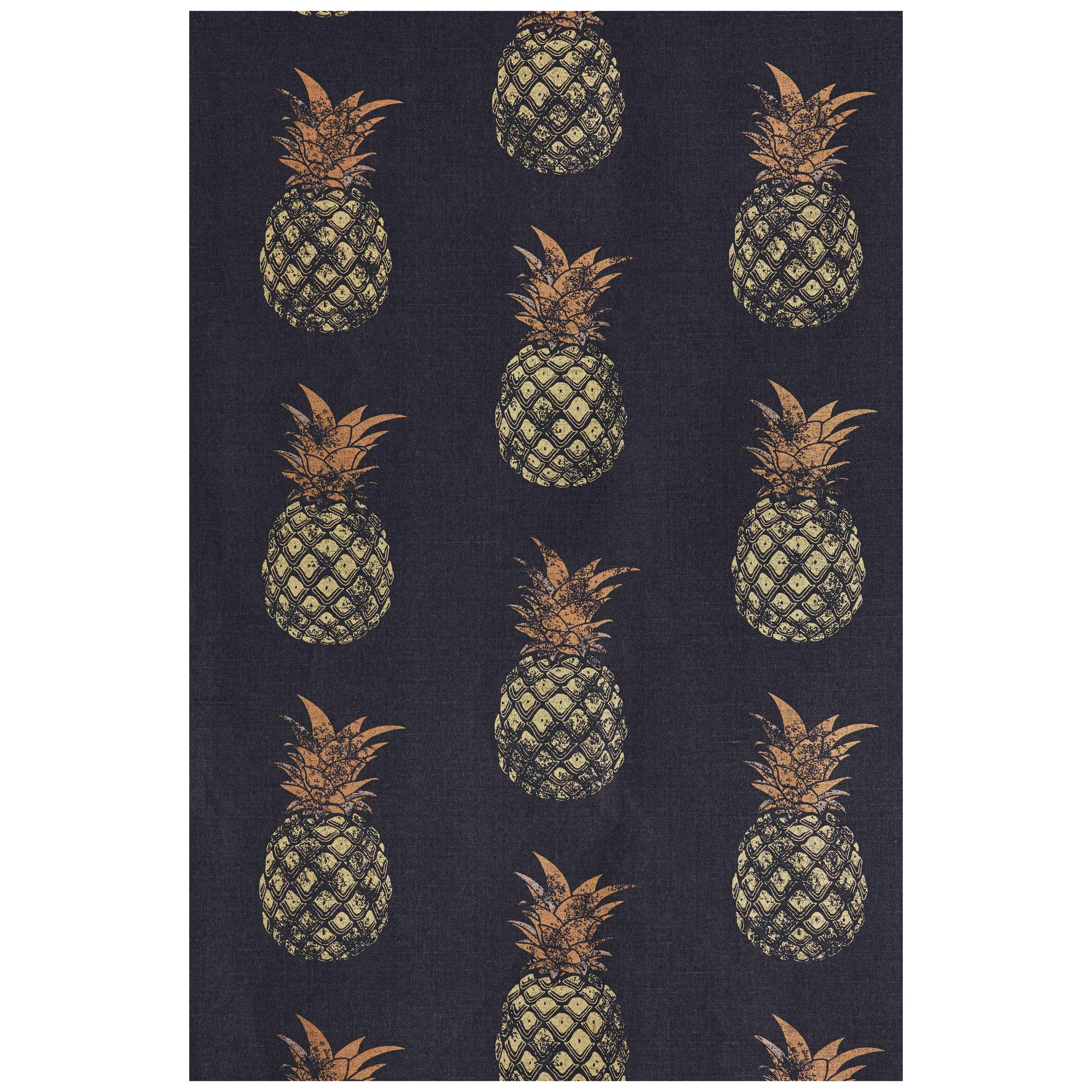 'Pineapple' Contemporary, Traditional Fabric in Gold on Charcoal For Sale