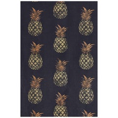 'Pineapple' Contemporary, Traditional Fabric in Gold on Charcoal