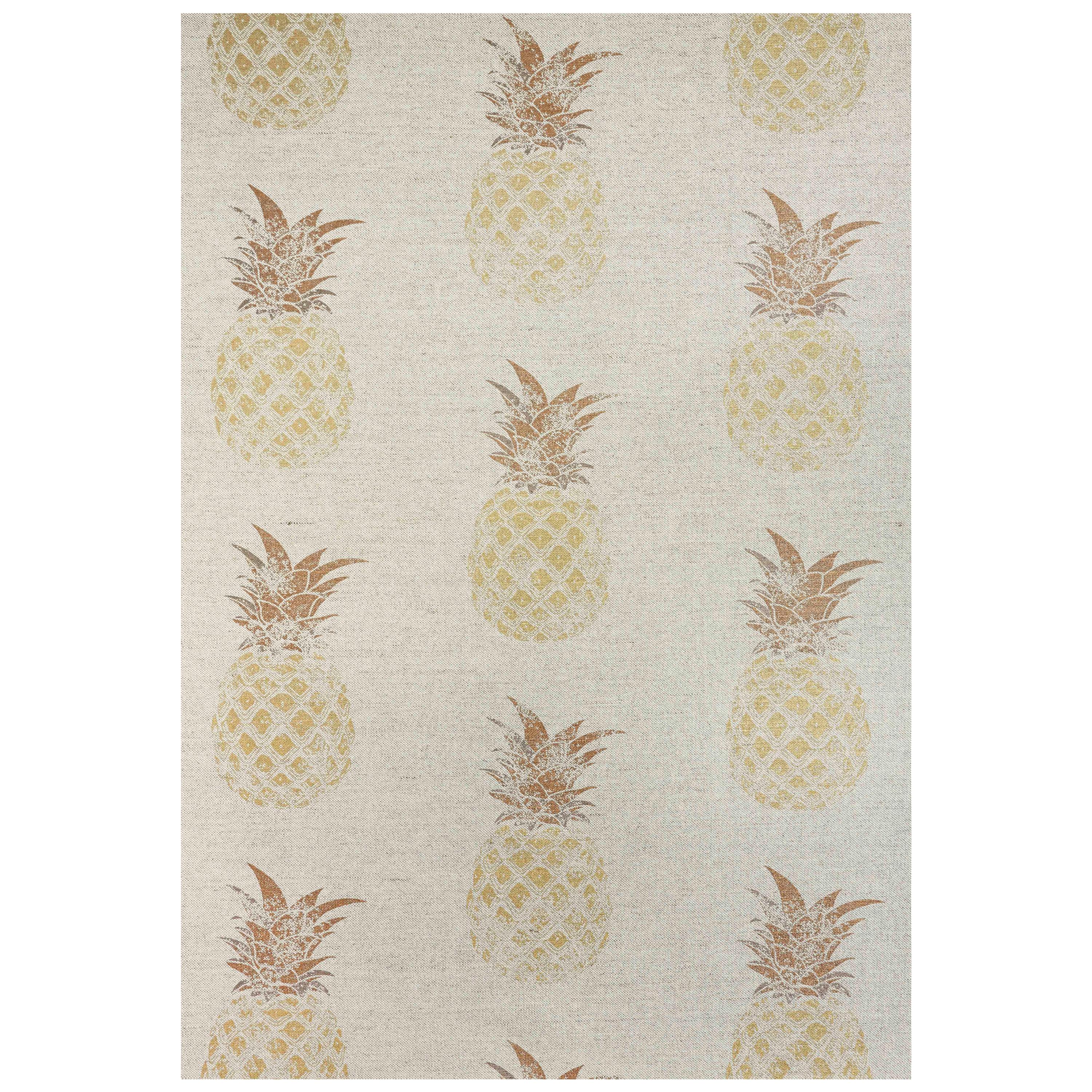 'Pineapple' Contemporary, Traditional Fabric in Gold on Natural im Angebot