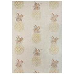 'Pineapple' Contemporary, Traditional Fabric in Gold on Natural