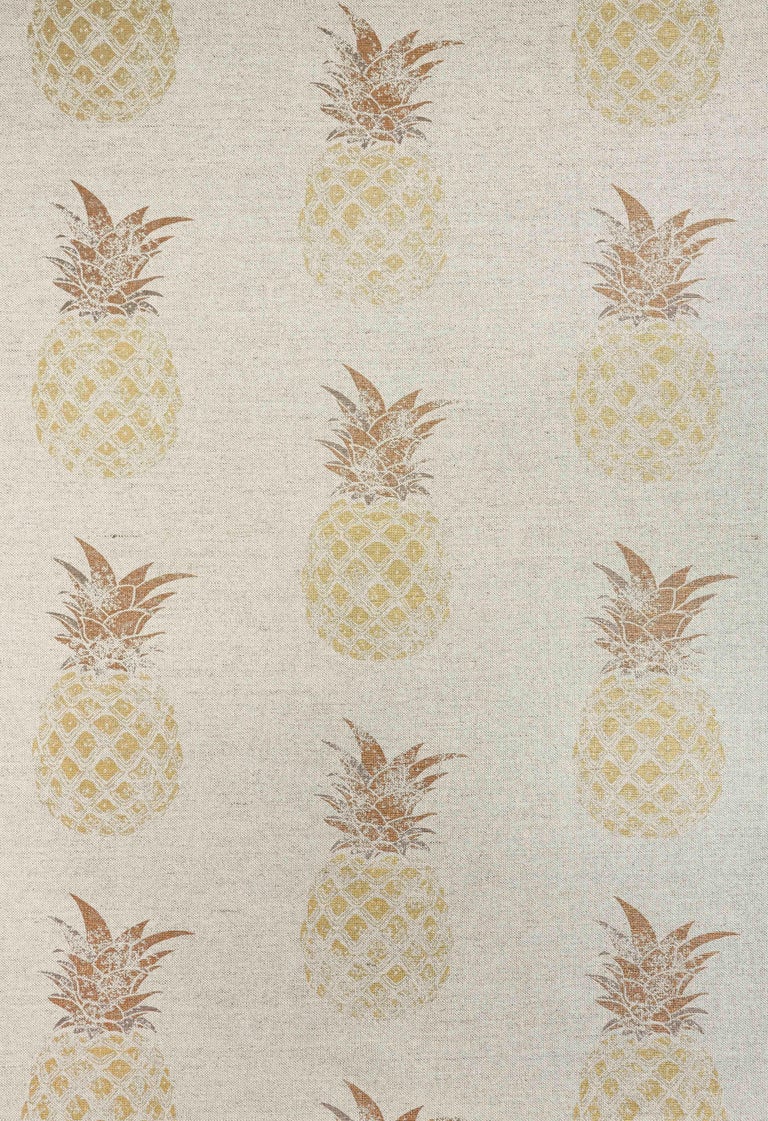 'Pineapple' Contemporary, Traditional Fabric in Pink/Red on Cream For