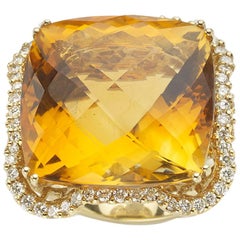 Pineapple-Cut Citrine, Diamond and 18 Carat Gold Dress Ring