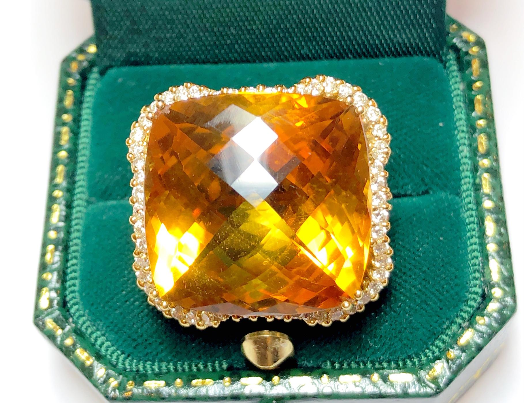 Brilliant Cut Pineapple-Cut Citrine, Diamond and 18 Carat Gold Dress Ring