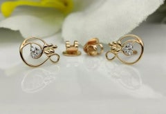 Pineapple Ear Stud 14k Solid Gold Diamond Fruit Earring Women Birthday Gift