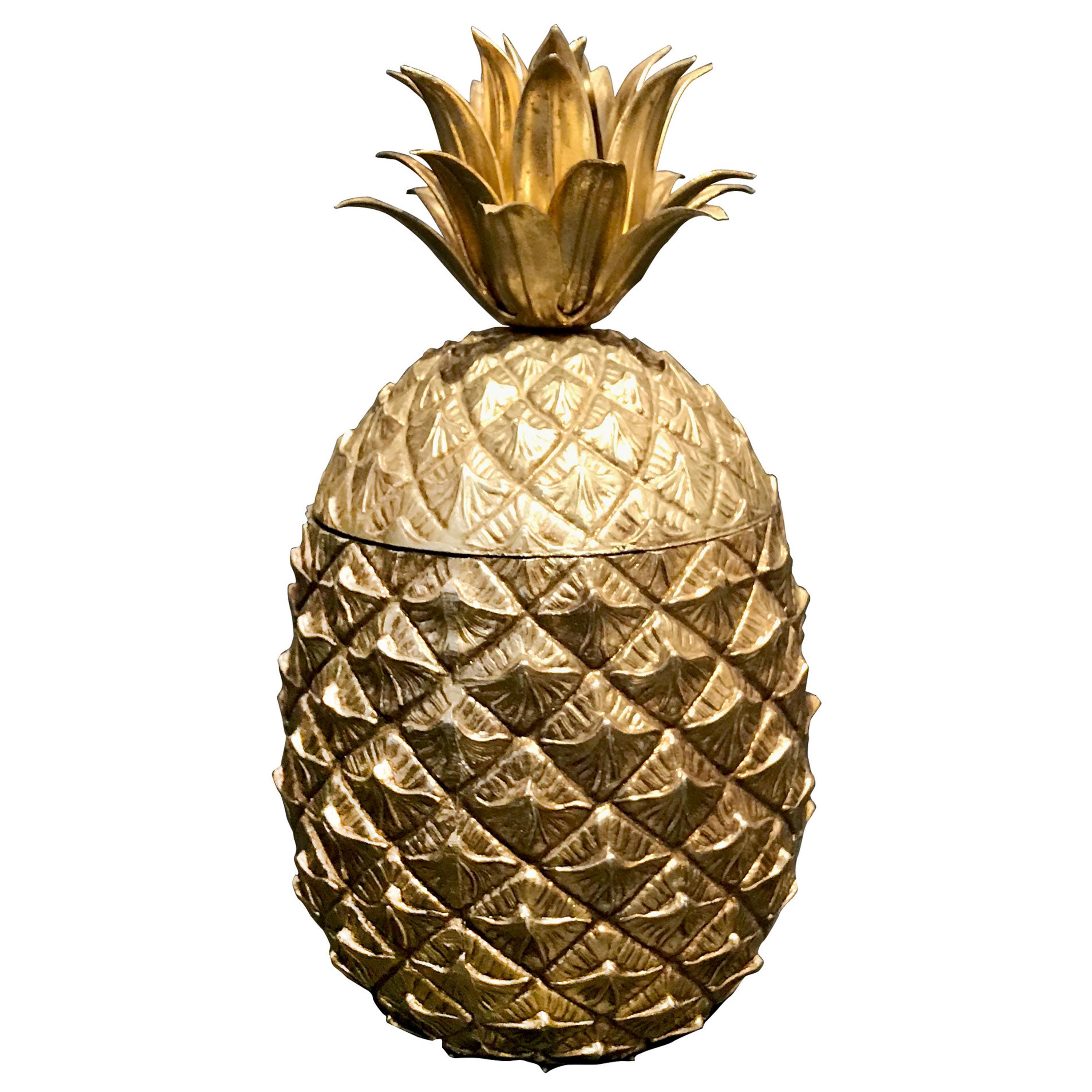 Seau à glace en forme d'ananas Conçu par Mauro Manetti:: plaqué or:: circa 1960