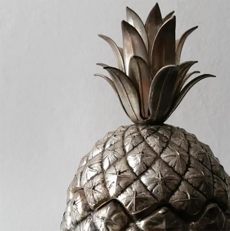 Italian Pineapple Ice Bucket Designed by Mauro Manetti, Silver Plated, circa 1960 For Sale