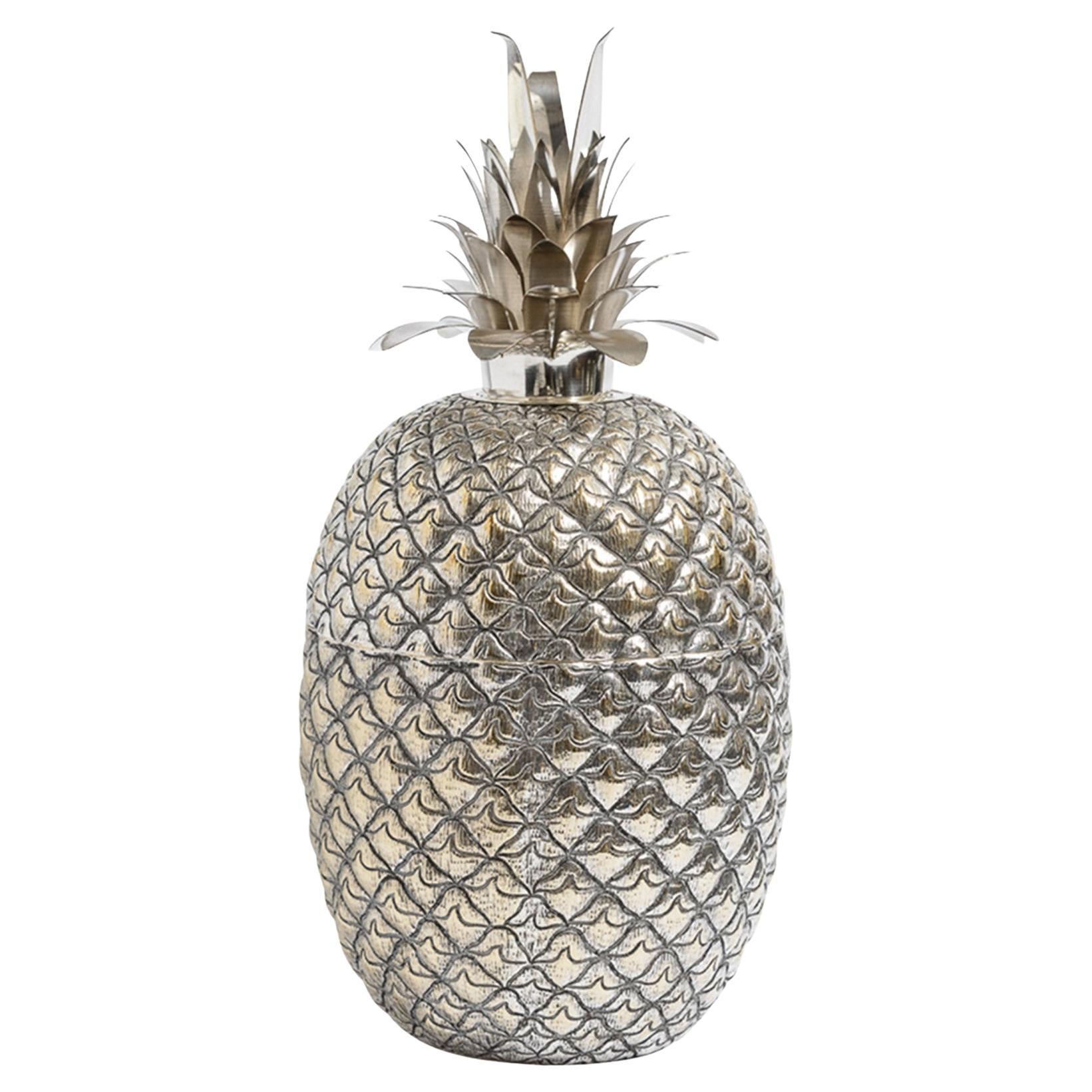 Pineapple Ice Bucket, Silver Plate Extra Large, Portugal For Sale