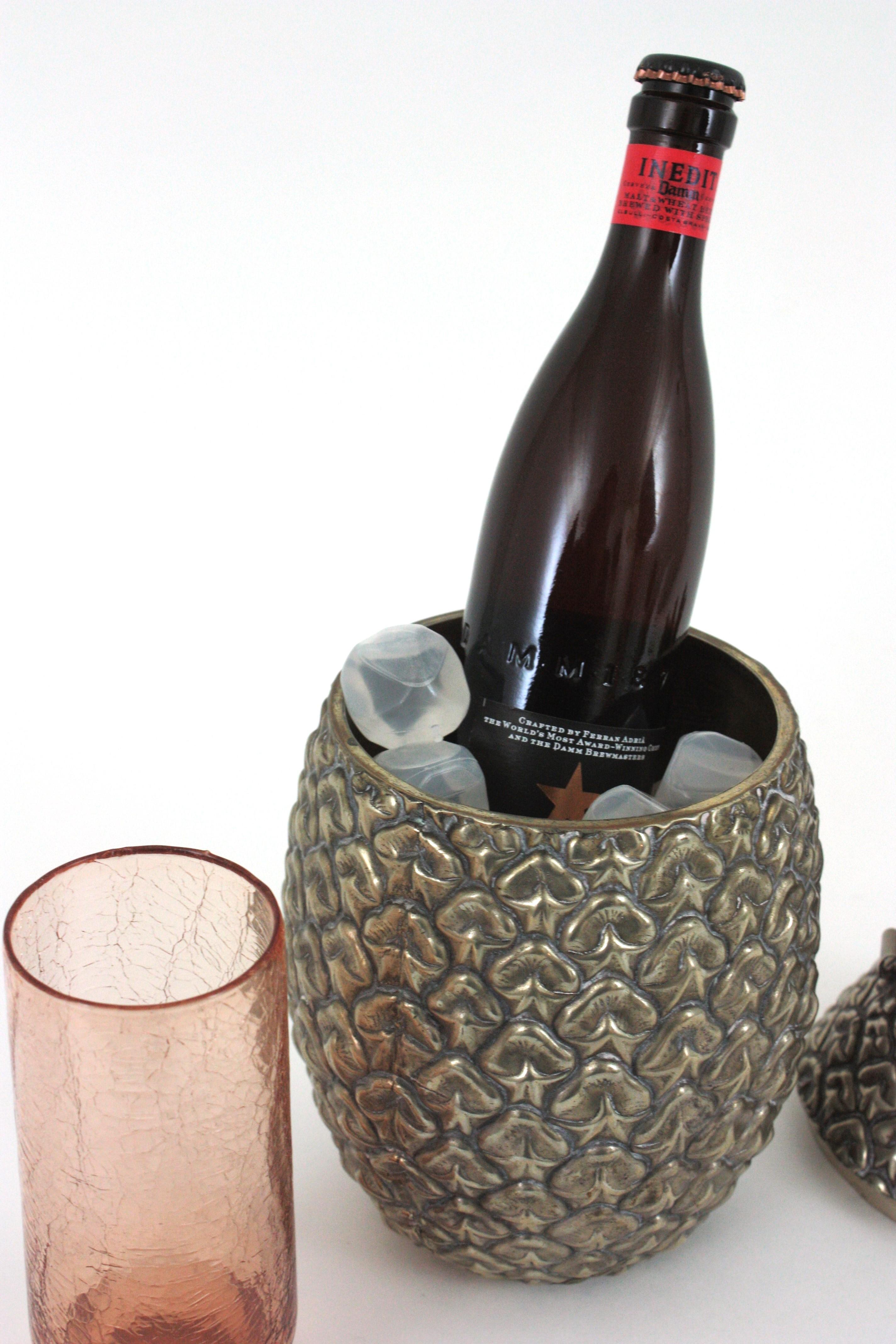 Enfriador de vino con cubitera de piña al estilo de Mauro Manetti, Italia, años 50 en venta 7