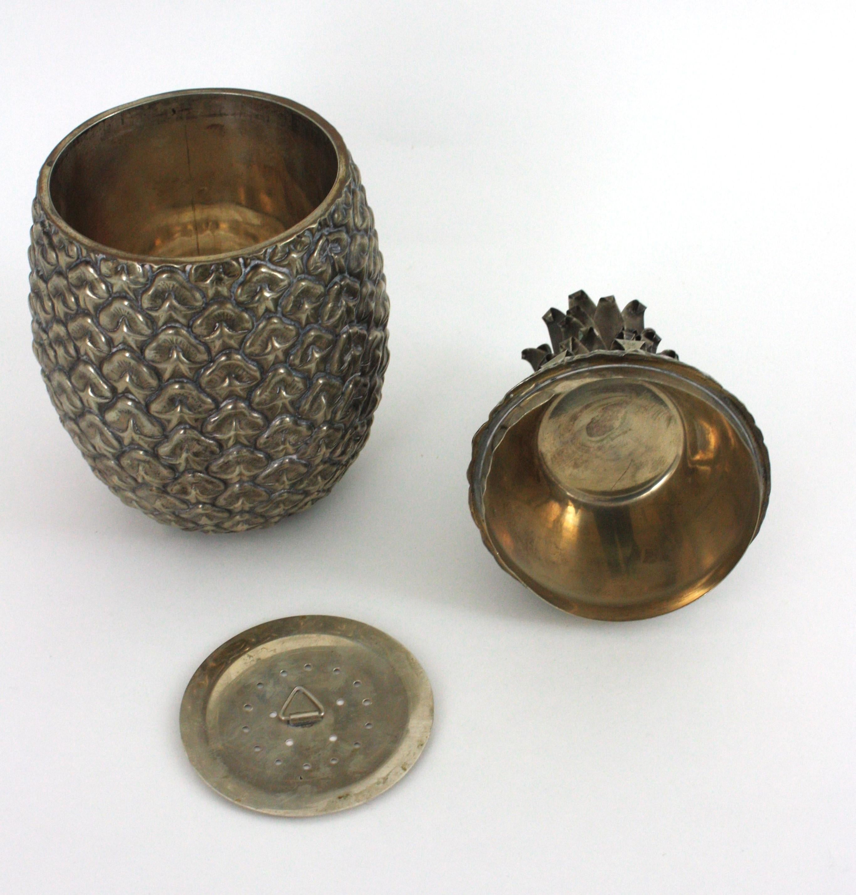Enfriador de vino con cubitera de piña al estilo de Mauro Manetti, Italia, años 50 en venta 11