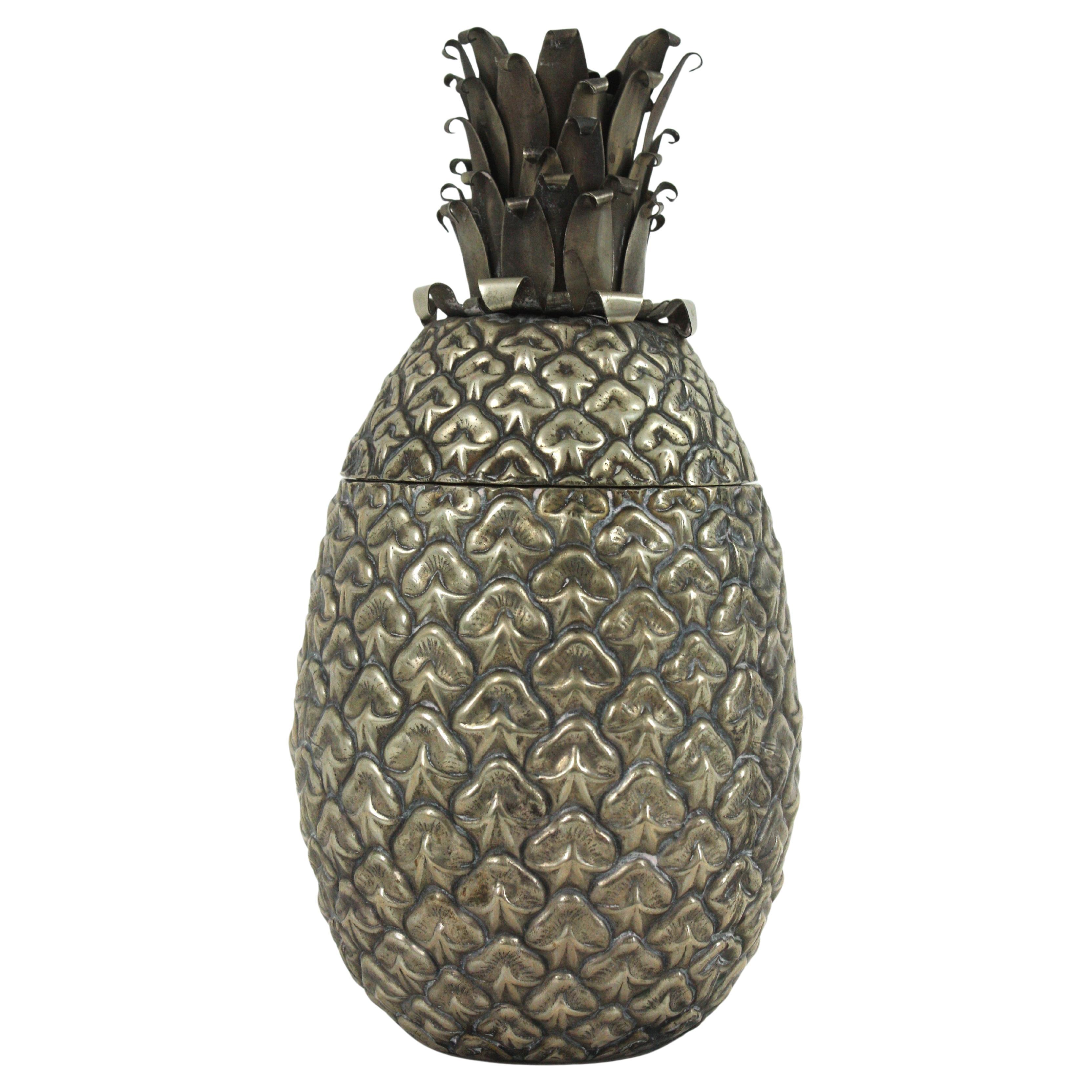 Enfriador de vino con cubitera de piña al estilo de Mauro Manetti, Italia, años 50