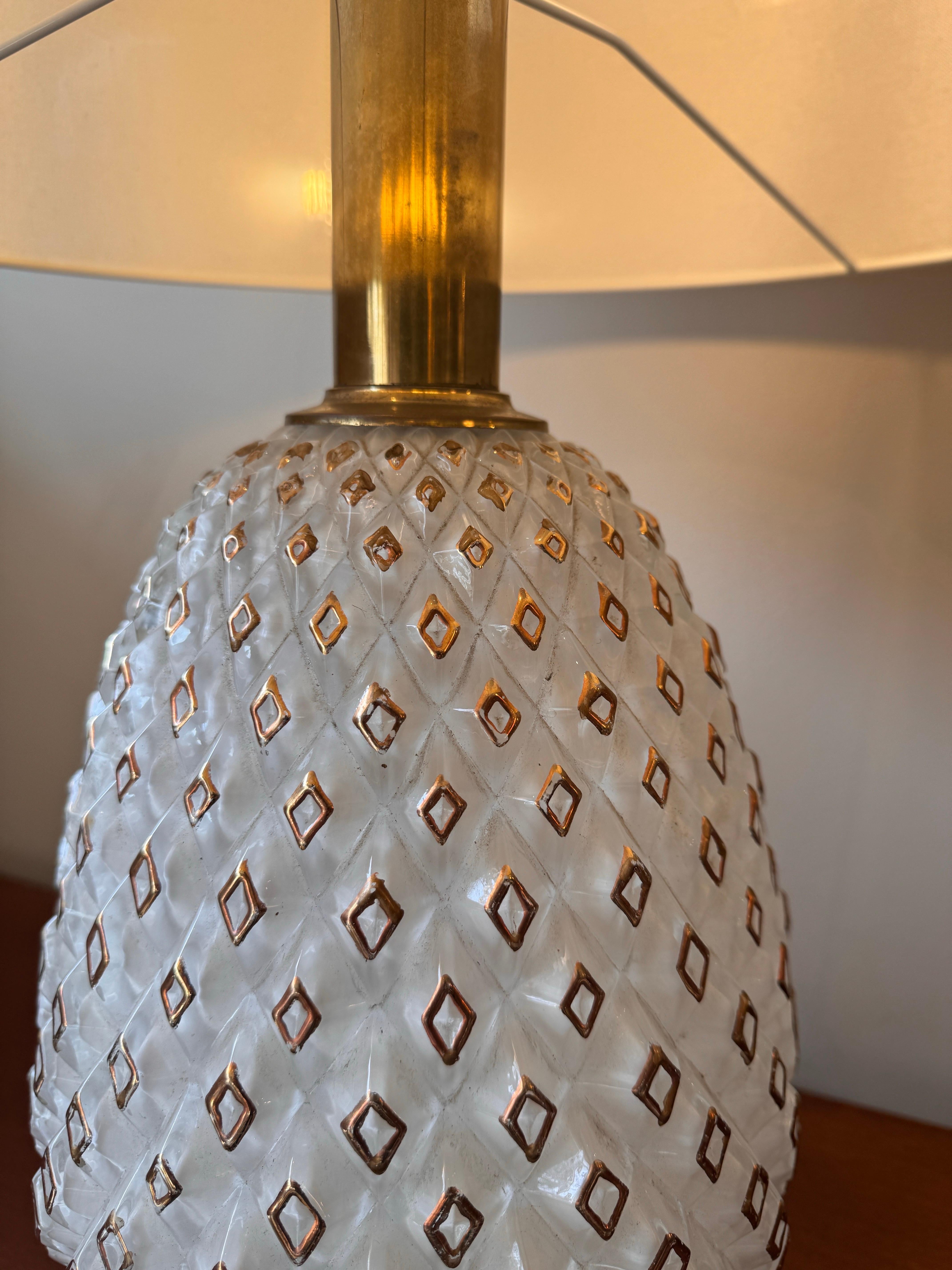 20ième siècle Lampe de table ananas en verre de Murano en vente