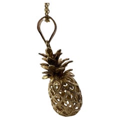 Pineapple Pendant Necklace 14 Karat Yellow Gold Necklace Ananas Pendant
