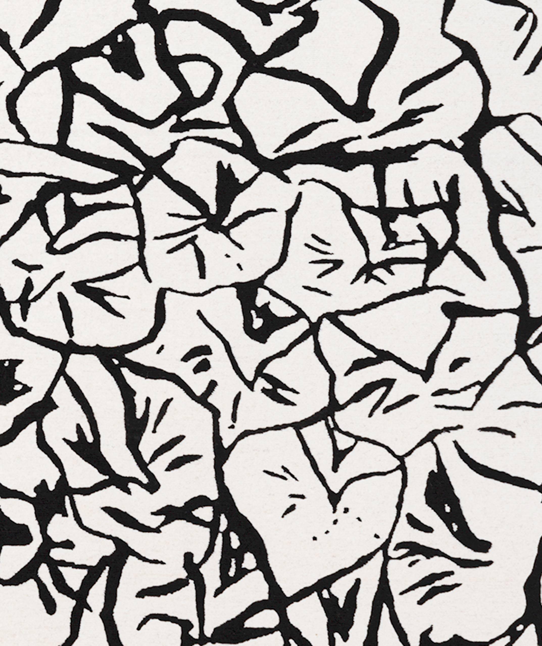 Pineapple Rug by Knots Rugs, Hand-Knotted Tibetan Wool, Black & White, Abstract For Sale 4