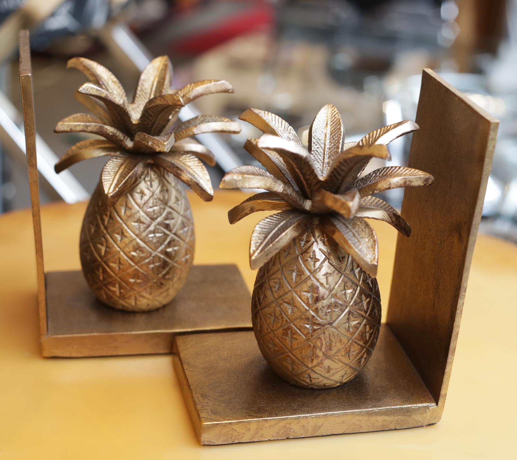 Gilt Pineapple Set of 2 Bookends
