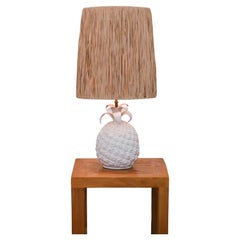 Pineapple-Shaped Ceramic Lamp with Raffia Lampshade