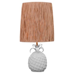 Vintage Pineapple-Shaped Ceramic Lamp with Raffia Lampshade