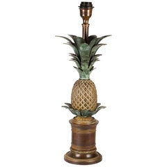 Pineapple Shaped Table Lamp, Patinated Metal