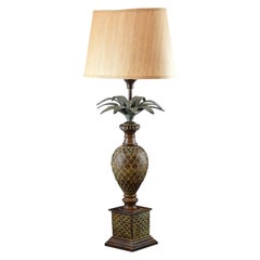 Pineapple Shaped Table Lamp, Polychrome Bronze, Shade Not Included