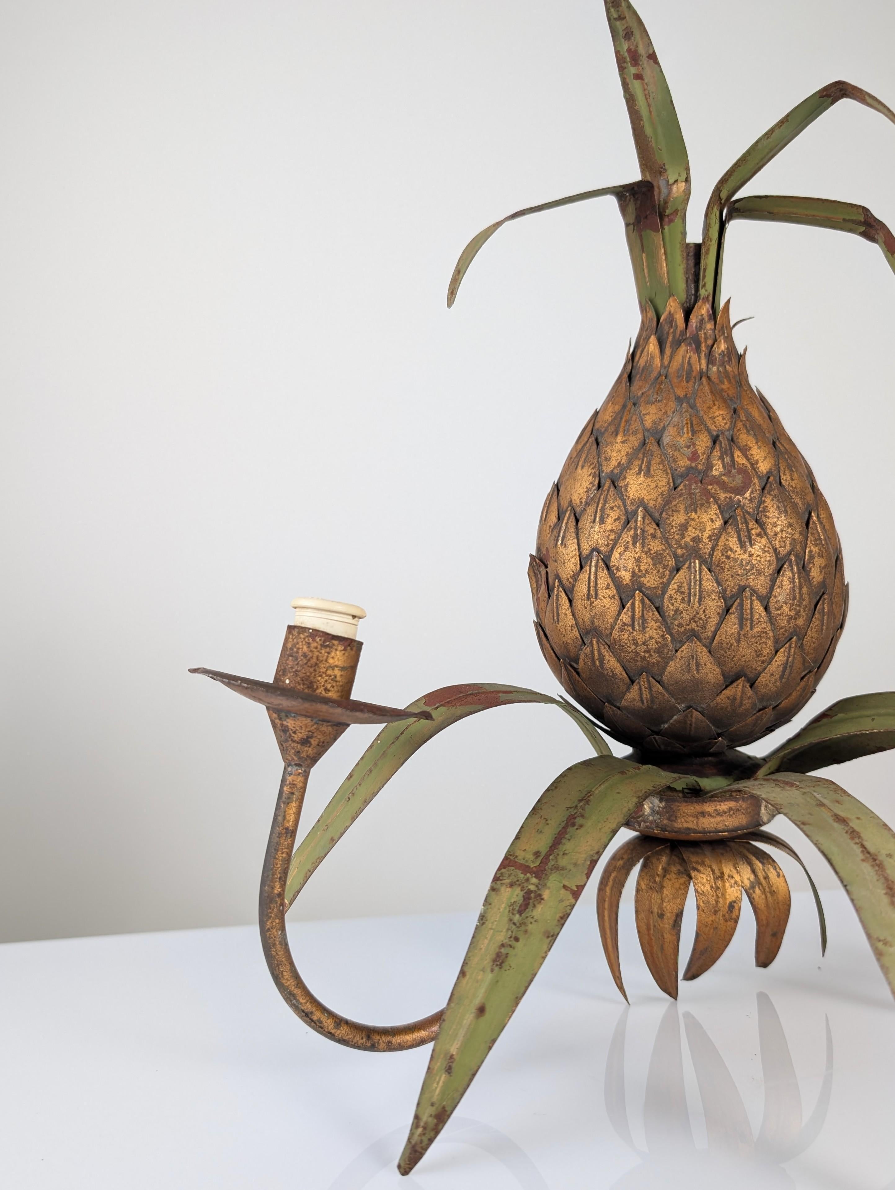 Hollywood Regency Pineapple Wall Sconce, Maison Jansen Style, 1970s